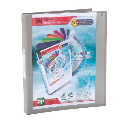 แฟ้มโชว์เอกสาร 3 ห่วง A4 สัน 3 ซม. เทา ตราช้าง 231