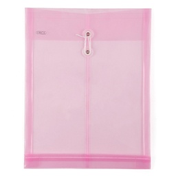 [4979425] ซองพลาสติกผูกเชือกขยายข้าง A4 ชมพู ออร์ก้า