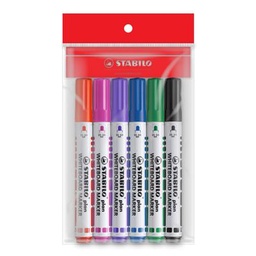 [9004457] ปากกาไวท์บอร์ด คละสี แพ็ค 6 ด้าม สตาบิโล Plan 641