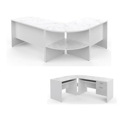 ชุดโต๊ะทำงาน ลายหินอ่อนขาว-ขาว MONO BY PASS SET