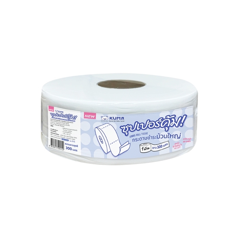 กระดาษชำระจัมโบ้โรล JRT คุมะ- 2 ชั้น 300 ม. (12ม้วน/ลัง