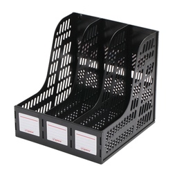 [4821999] กล่องเอกสารพลาสติก 3 ช่อง ดำ โรบิน 123