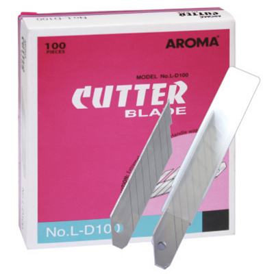 ใบมีดคัตเตอร์ 18 มม. (กล่อง100ใบ) อโรม่า L-D-100