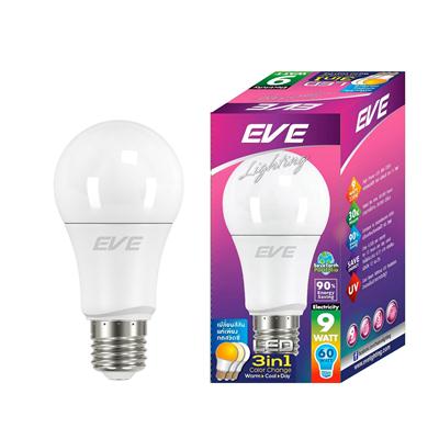 หลอดแอลอีดีเปลี่ยนสี 3in1 9 วัตต์ E27 EVE 545651